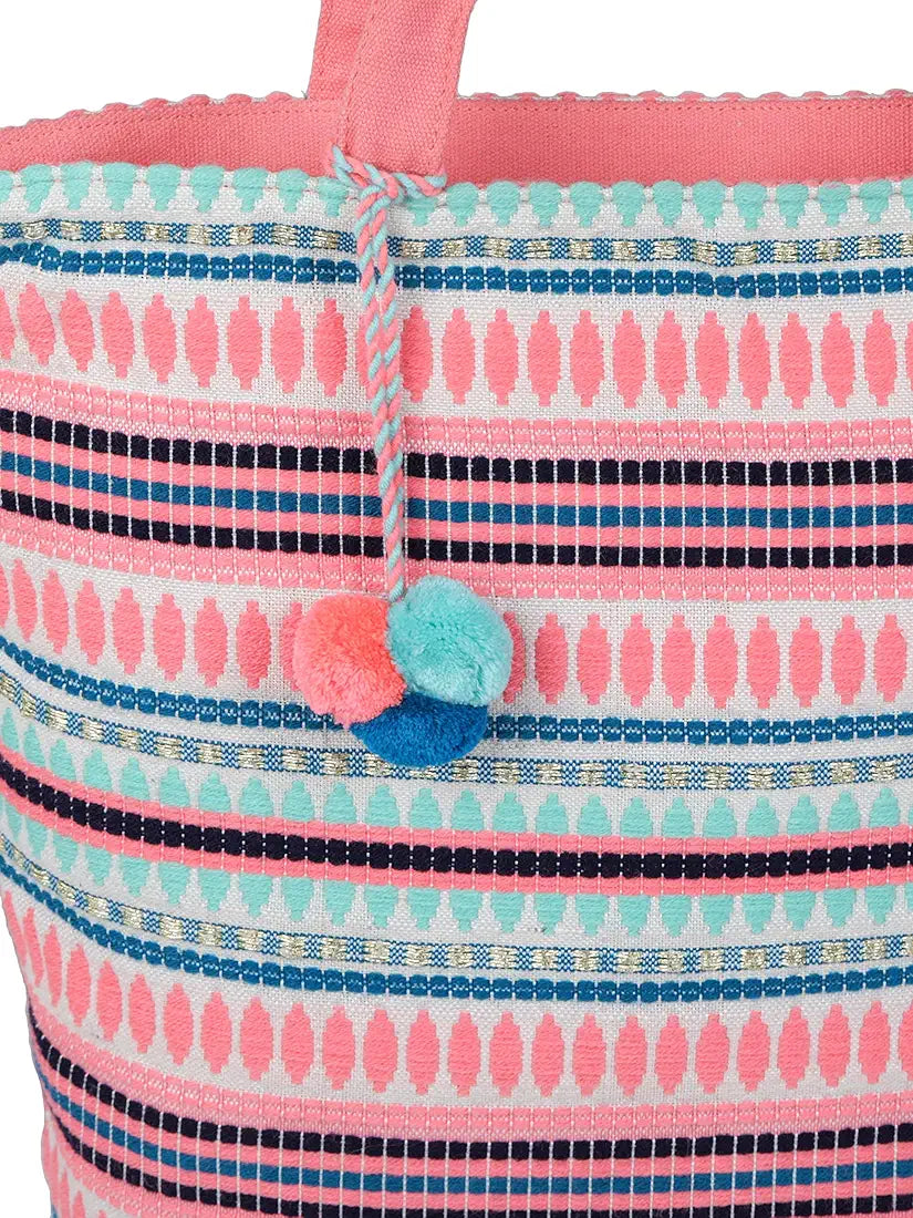K London Alii And Aliizey Tote Bag For Women With Zip Bag Colour Peach Cream-Teal