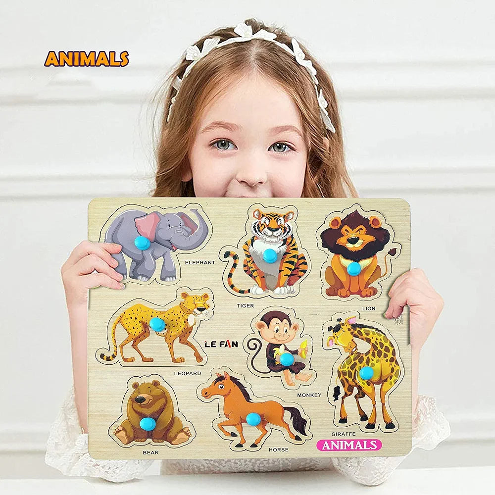 Lefan Kids Fort Pre Nursery Educational Jigsaw Puzzles for Adults Kids Learning Toys Kit Board Game 2 pcs Set of Animals