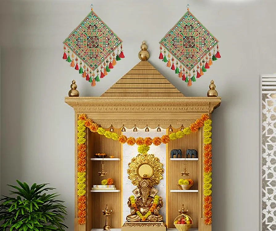 Square Rangoli Design Wall Hanging Traditional Chakda Square-2