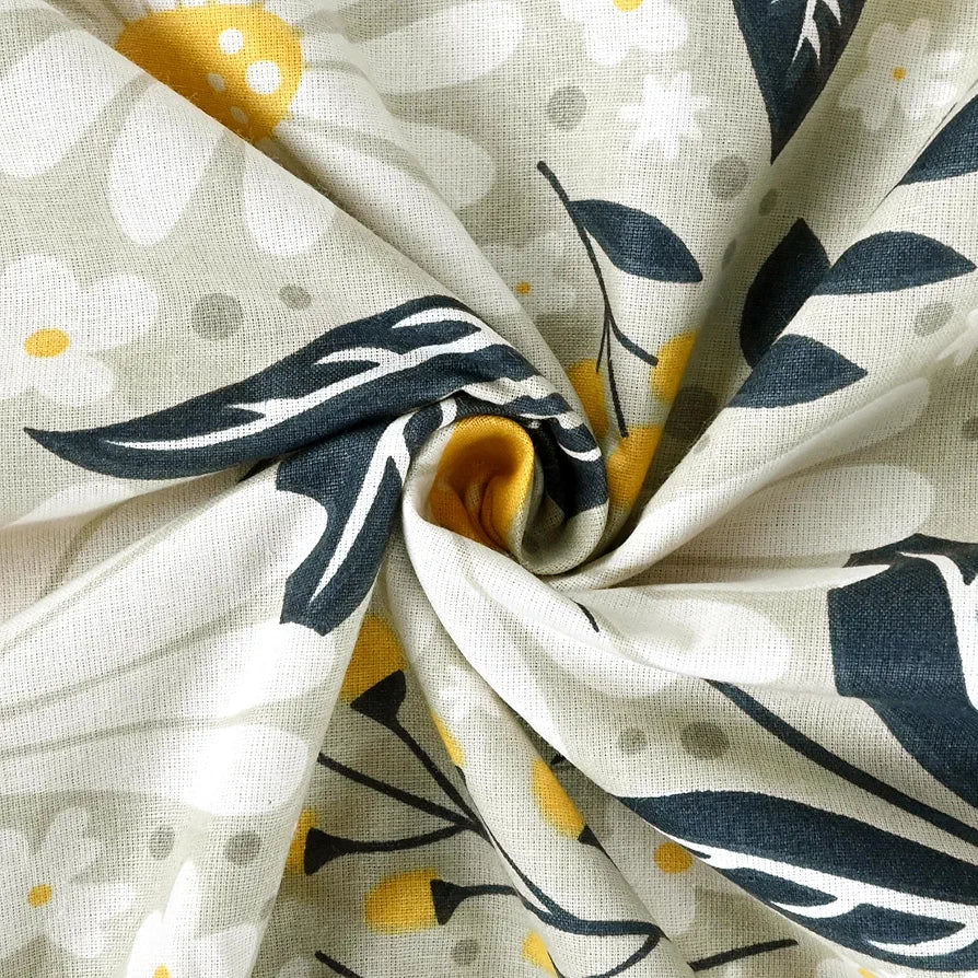 Divine Casa Floret 100% Cotton Double Dohar 120 GSM Soft & Lightweight Throw Blanket Colour Vintage Daisies
