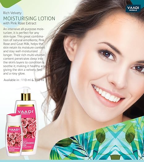 Vaadi Herbals Moisturising Lotion with Pink Rose Extract - 350 ml
