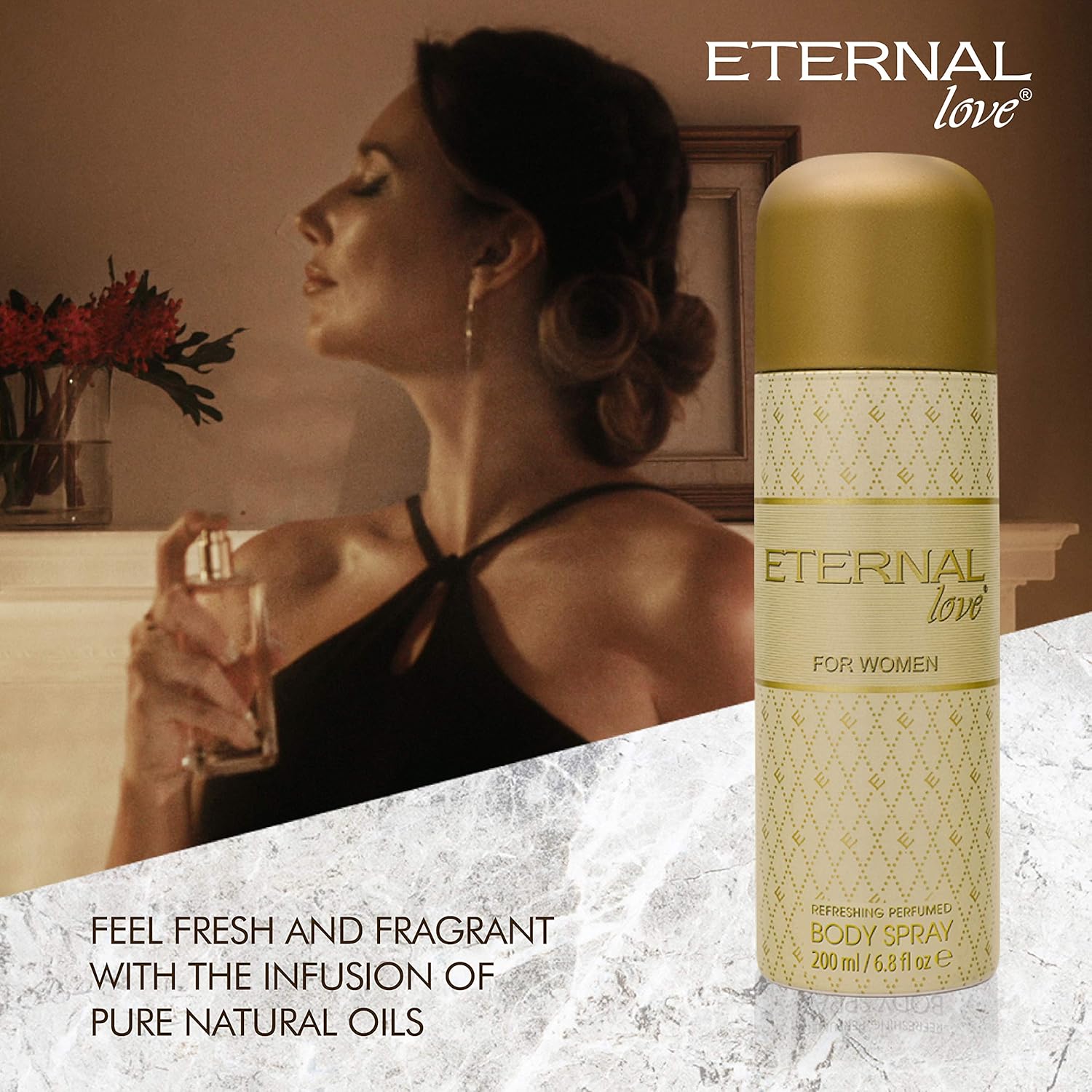 Eternal Love - Body Spray for Women | Long-Lasting | Fresh & Enchanting Signature | Travel-Friendly Grooming Essential | Peach, Mandarin, & Amber Fragrance | All-Day Freshness | 200ml
