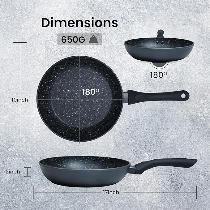 Solara Non Stick Frying Pan 24 Cm, Induction & Gas Fry Pan, Frying Pan Non Stick, Dishwasher Safe Frying Pan | Black