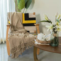 Sashaa World Weaved Beige Cotton Throw Colour Beige