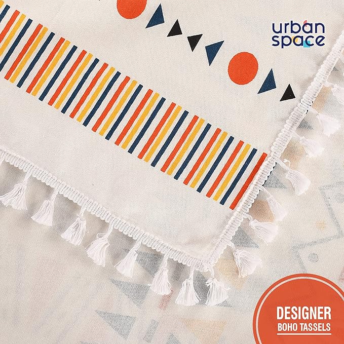 Urban Space Cotton Dining Table Cover 6 Seater Printed Cotton Table Cloth Colour Ikat