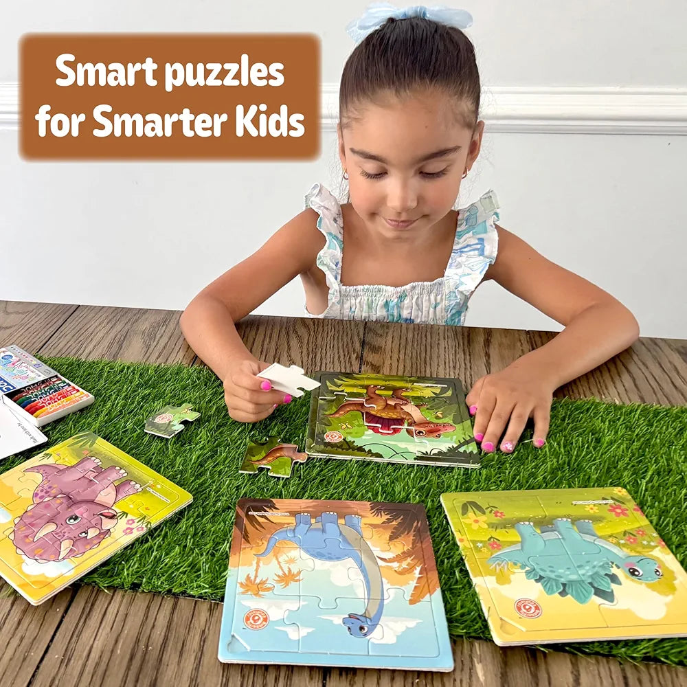 Butterfly EduFields 4-in-1 Dinosaur Jigsaw Puzzle Set for Kids | 38 Pcs Brain Boosting Puzzle Toy for Boys & Girls Age 3 4 5 6 7