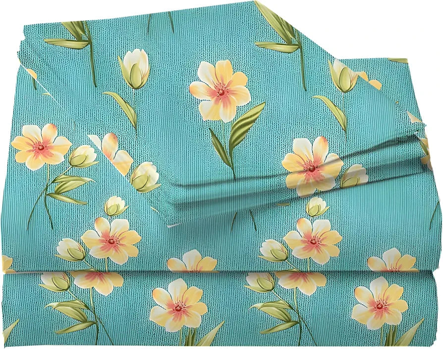 Starnstyle Polycotton 220 TC Floral Printed King Size Double Bedsheet with 2 Pillow Covers Themis