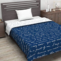 Divine Casa Microfiber 120 GSM Single Bed Dohar Navy Blue Typography Print Lightweight Reversible AC Blanket