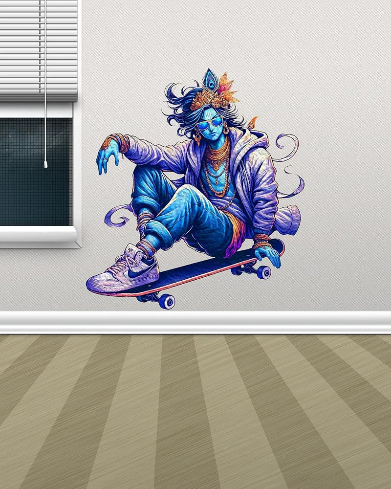 Rng Graphics Pvc Vinyl Self Adhesive Little Krishna Wall Sticker Multicolor 52 Cm X 47cm DW-129L