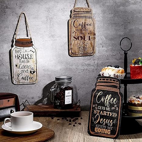 Angel Infinite Coffee Sign Mason Jar Wall Hanging Plaque Wall Hanger For Home decor Wall Art