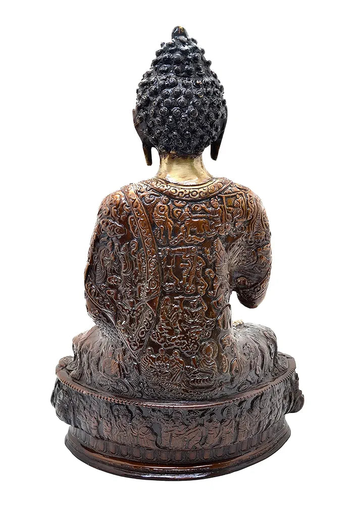 Two Moustaches Vitarka Buddha 13 Inches Brass Showpiece Figurine