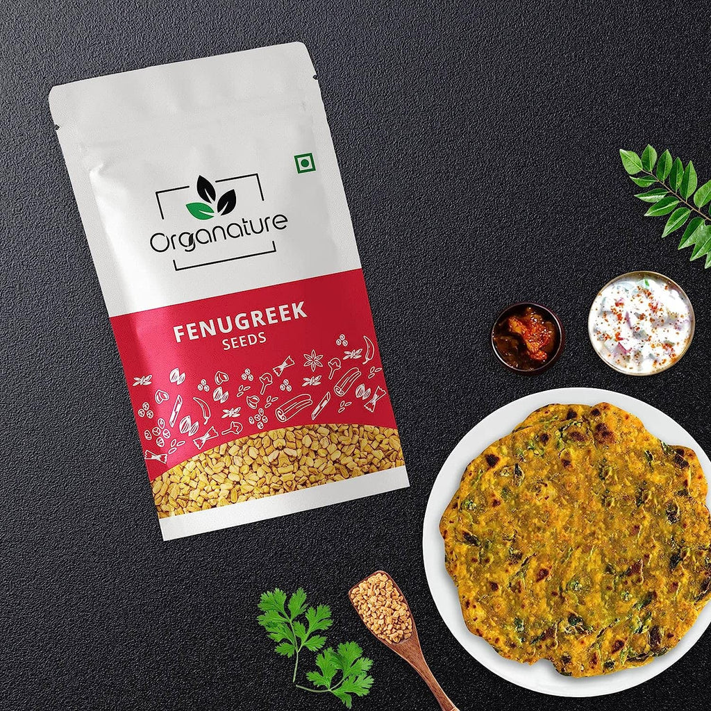 Organature Whole Methi (Fenugreek) 350 Gram-Natural Dried & Indian Spices & Masala|Methi Dana, Whole Fenugreek Seeds, No Artificial Colours & Preservatives