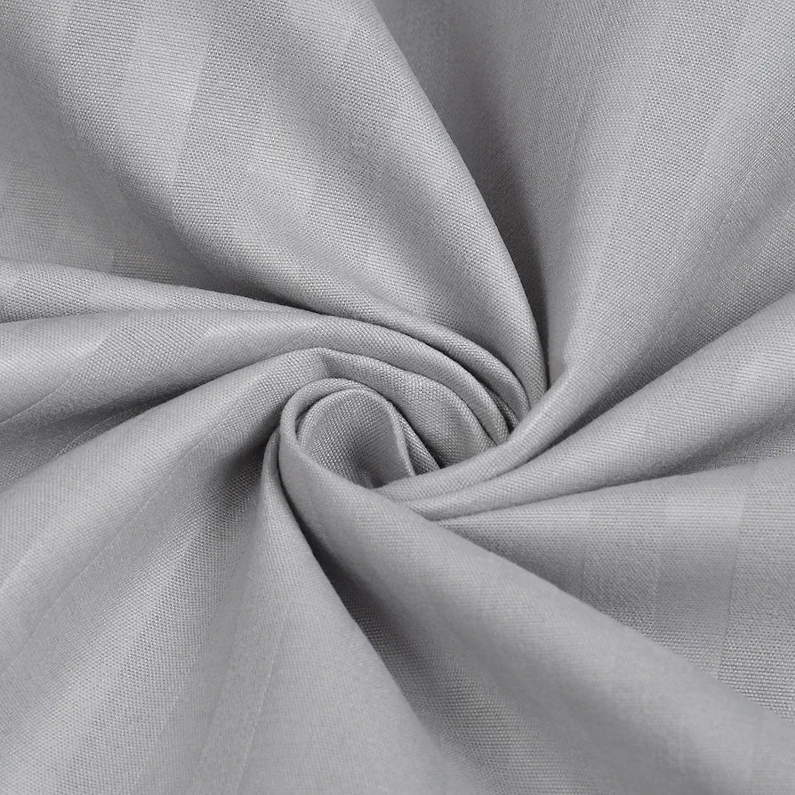 Homefab India 160 TC Stripe Glace Cotton Double BedSheet with 2 Pillow Covers Silver