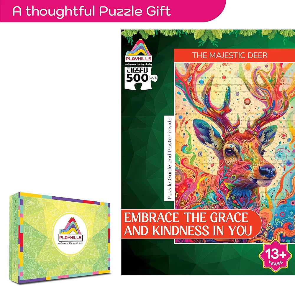 Playhills Spirit Animal The Majestic Deer 500 Piece Jigsaw Puzzle for Adults & Teens (Age 13+) Mindful, Relaxing Screen-Free Play