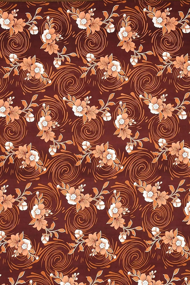 Homefab India 180 TC Microfiber Single BedSheet with 1 Pillow Cover Brown Floral
