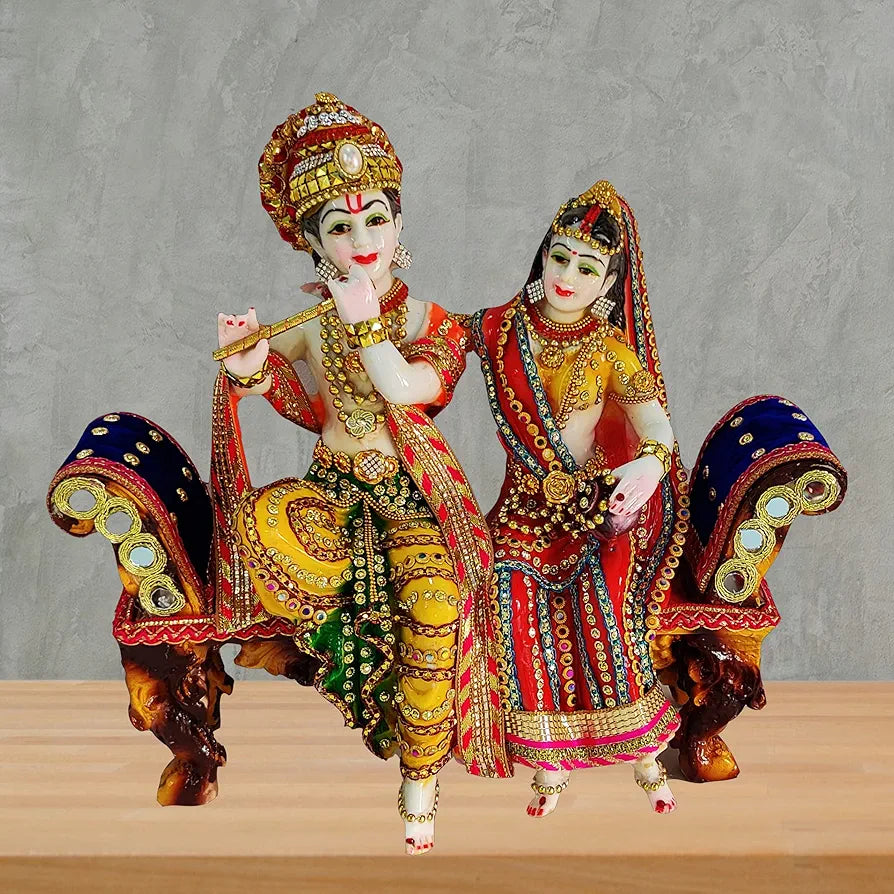 Alila Radha Krishna Ji Idol Murti Figurine Pooja Room Gift Items for Mandir Temple Home Office