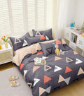 Decomizer Soft Glace Cotton King Size AC Blanket 2 Large Pillow Covers Grey Triangle