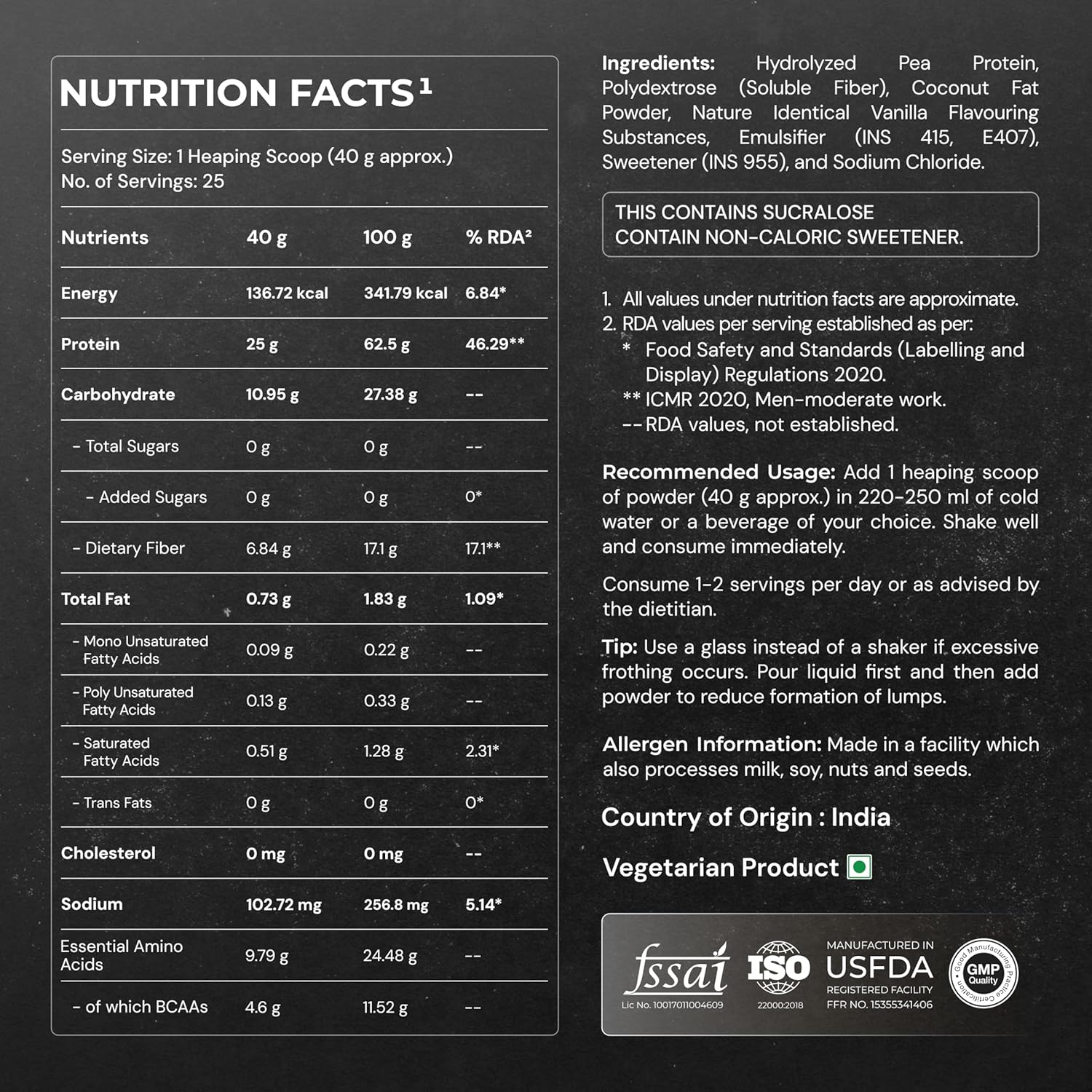 NUTRABAY Gold 100% Pea Protein Powder - 1kg, French Vanilla | 25g Protein, 4.6g BCAA, 5g Fiber | Complete Amino Profile | Tastiest & Smoothest Vegan, Plant Protein | Muscle Gain & Fast Recovery
