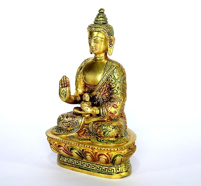 StonKraft Brass Buddha Meditating Buddha Metal Idol Statue Figurine Murti for Home Decor