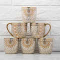 Femora Premium Ceramic Floral Medallion Coffee & Tea Cup Set of 6 | 160 Ml | Golden