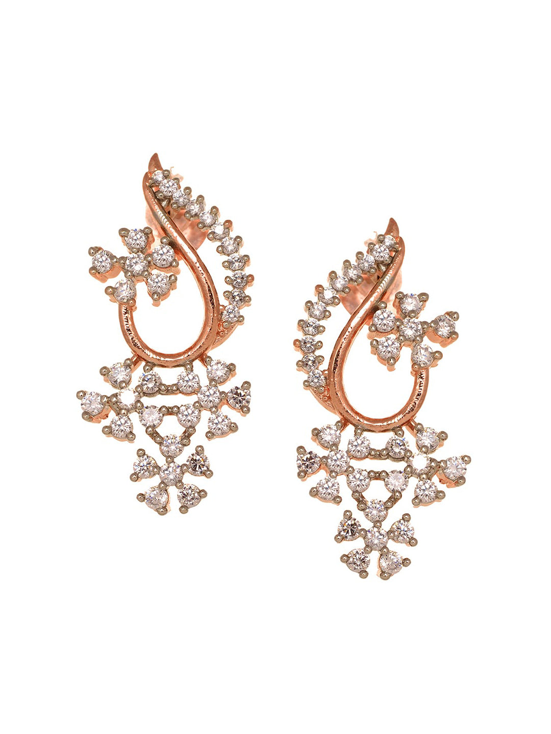 Saraf RS Jewellery Rose Gold-Polished White AD-Studded Jewellery Set