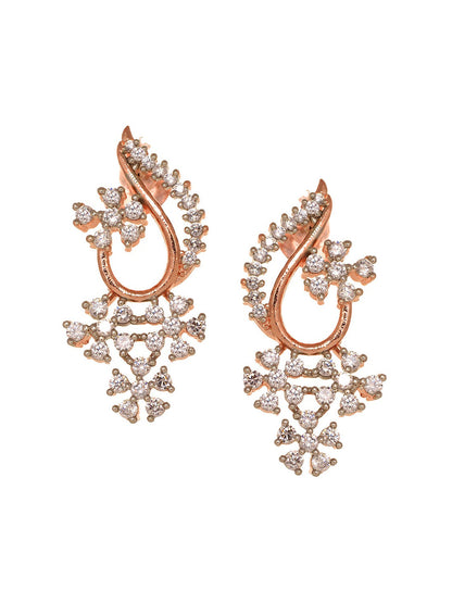 Saraf RS Jewellery Rose Gold-Polished White AD-Studded Jewellery Set