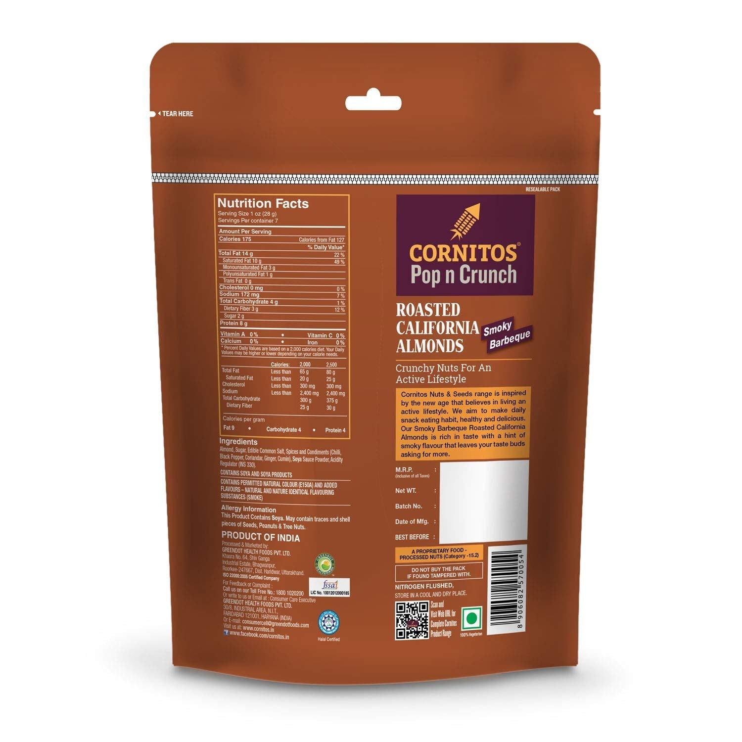 Cornitos Roasted Almonds Smoky Barbeque - 200gms