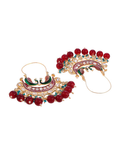Shoshaa Women Maroon Contemporary Chandbalis Earrings