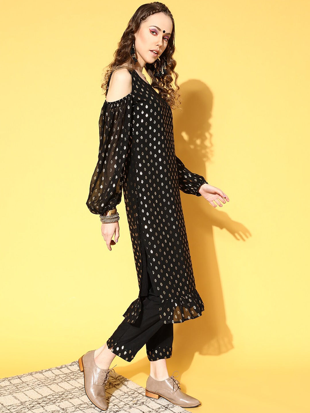 Ahalyaa Women Ethnic Motifs Printed Georgette Anarkali Kurta