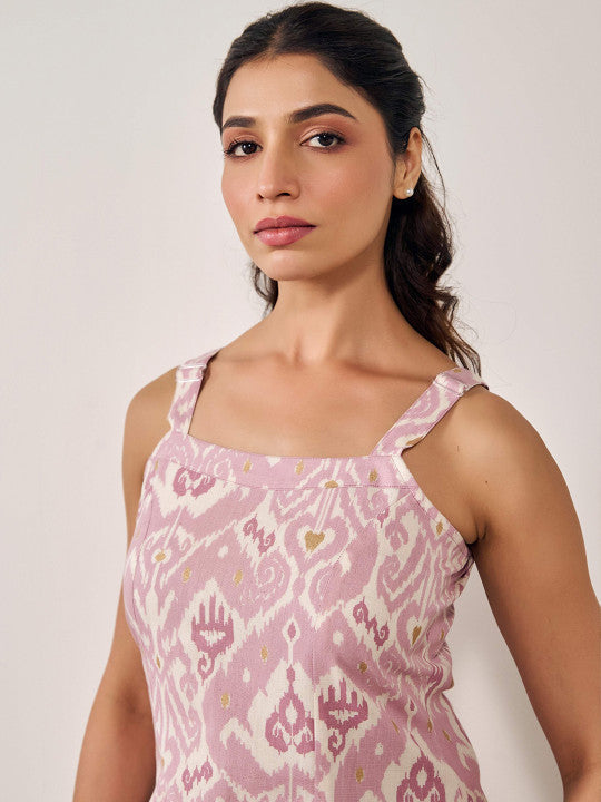 Anayna Ethnic Motifs Printed Thread Work Cotton A-Line Kurta