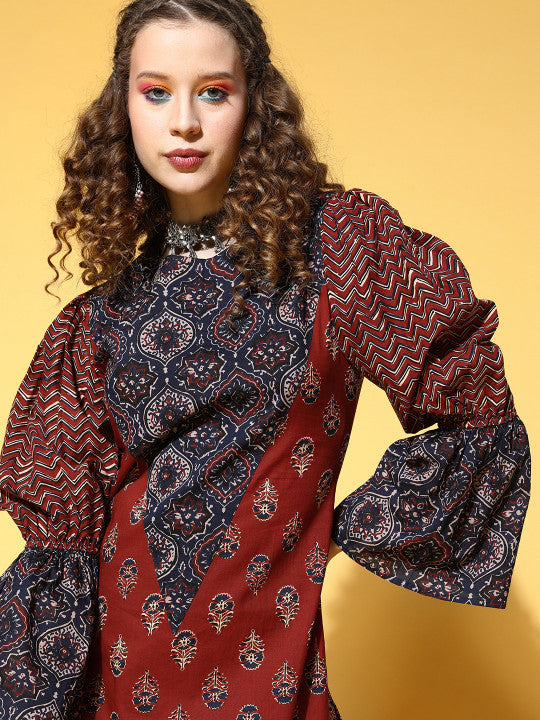 Anayna Women Maroon Pure Cotton All in the Details Kurta Set