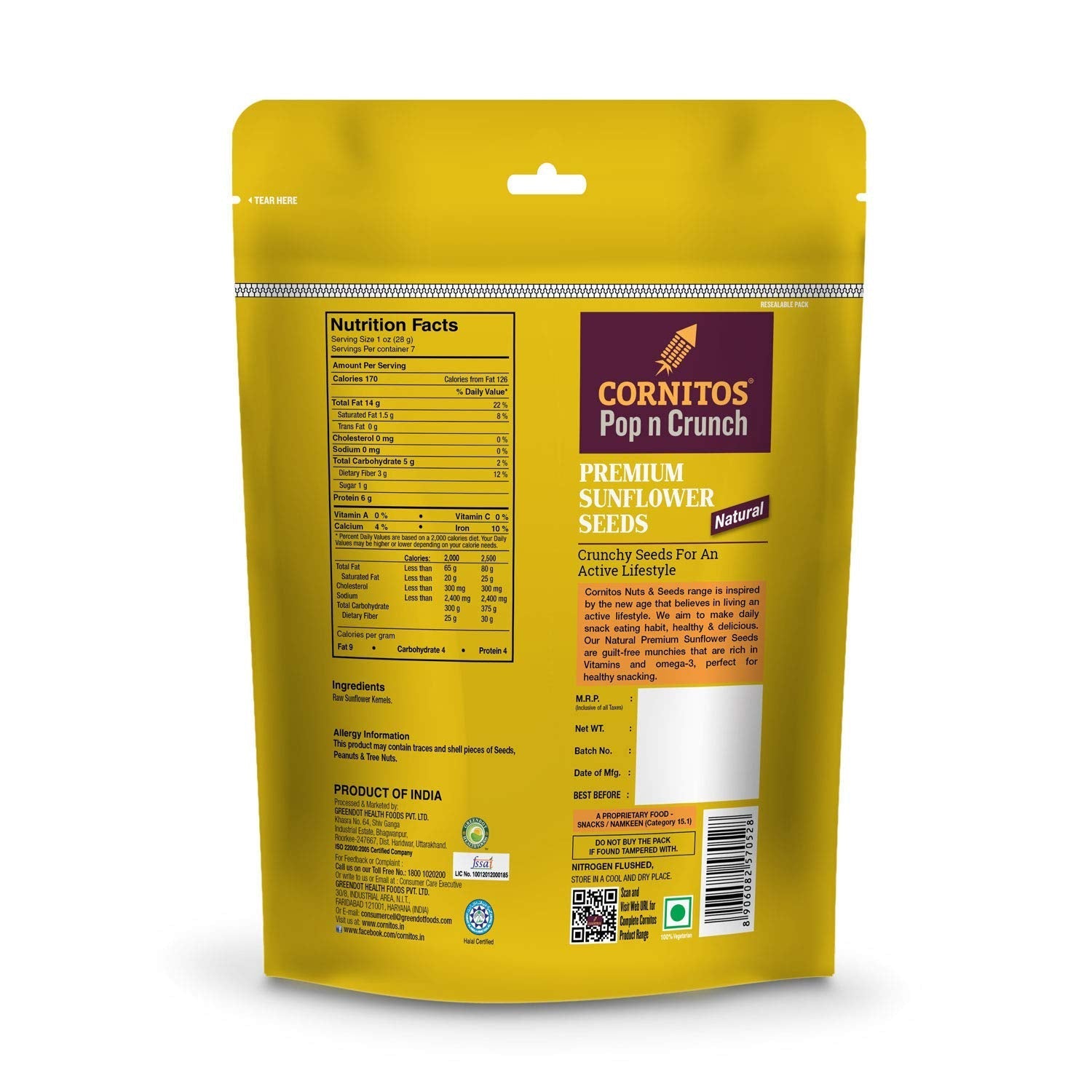 Cornitos Sunflower Seeds Roasted Salted - 200g