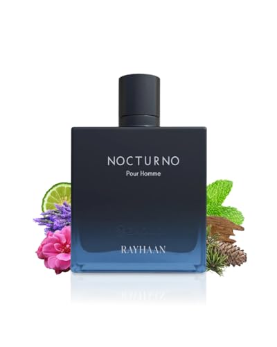RAYHAAN Nocturno Pour Homme Eau de Parfum for Men Long Lasting Luxury Night Fragrance Elegant Black Blue Glass Bottle