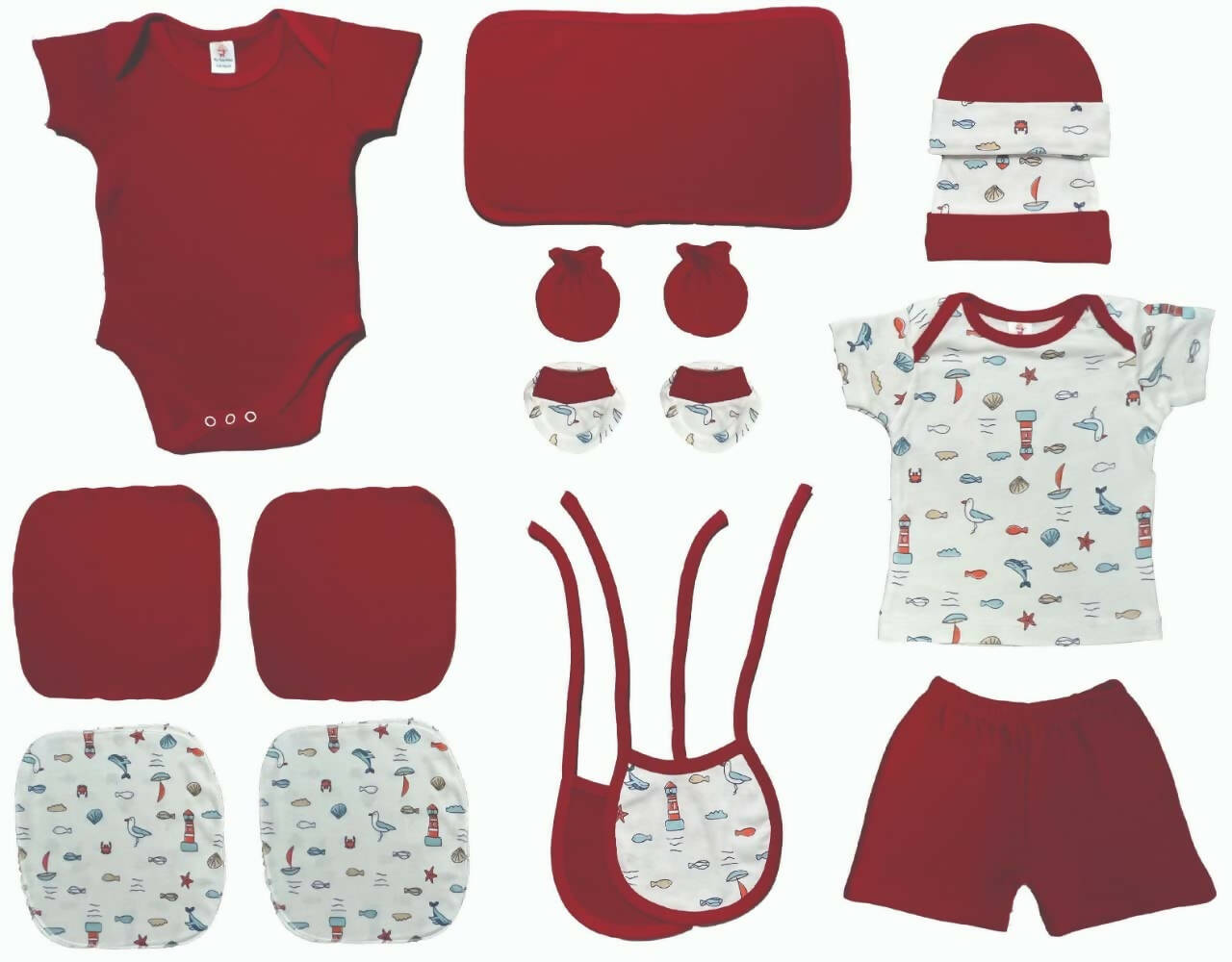 My Tiny Wear Full Sleeves New Born Baby Gift Set - Lovely Red