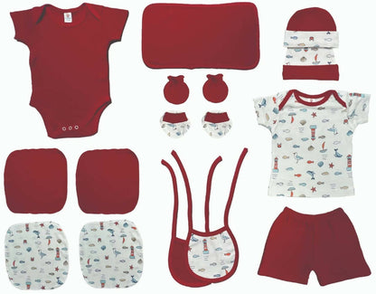 My Tiny Wear Full Sleeves New Born Baby Gift Set - Lovely Red