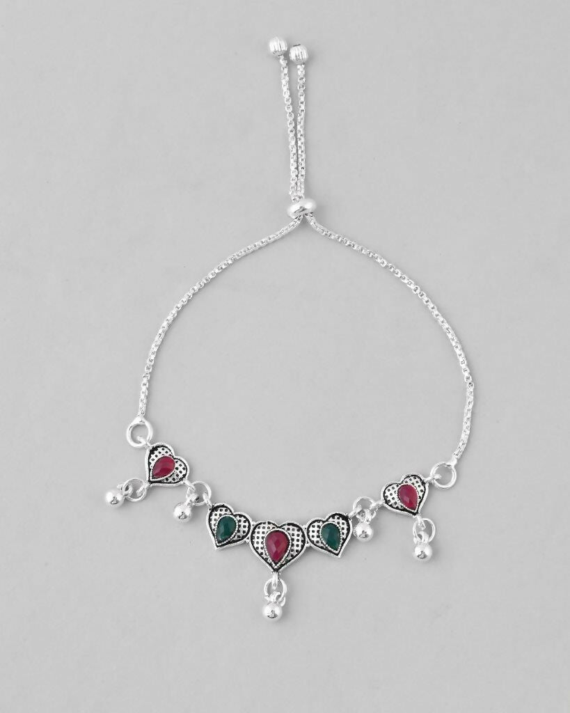 VOJ Set of 2 Traditional Heart Shaped Designer Anklet