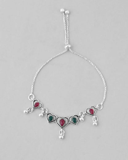 VOJ Set of 2 Traditional Heart Shaped Designer Anklet