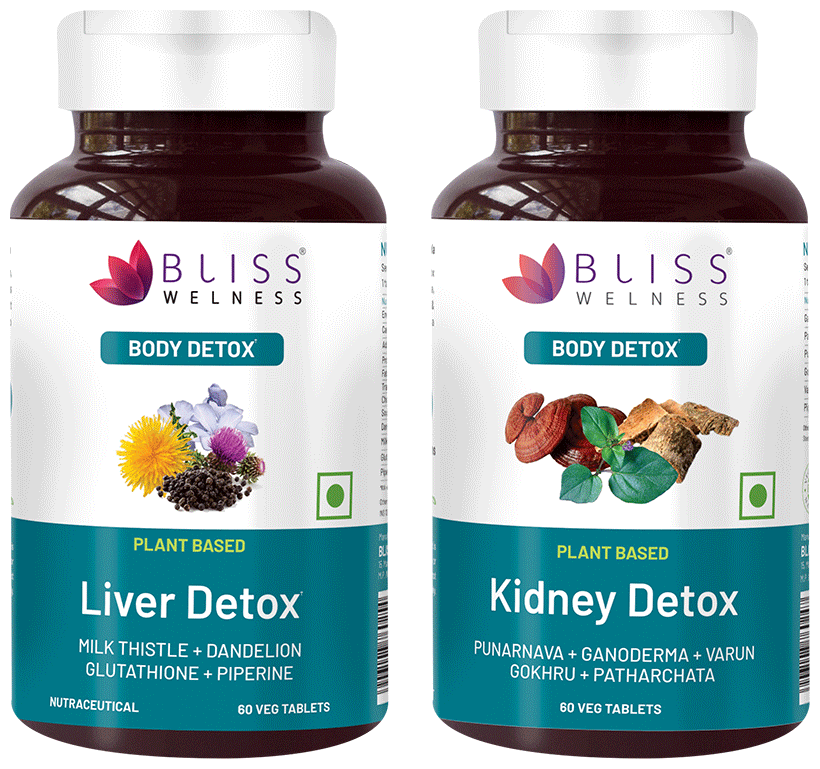 Bliss Welness Combo Pack of Body kidney & Liver Detox Veg Tablet