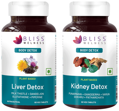 Bliss Welness Combo Pack of Body kidney & Liver Detox Veg Tablet