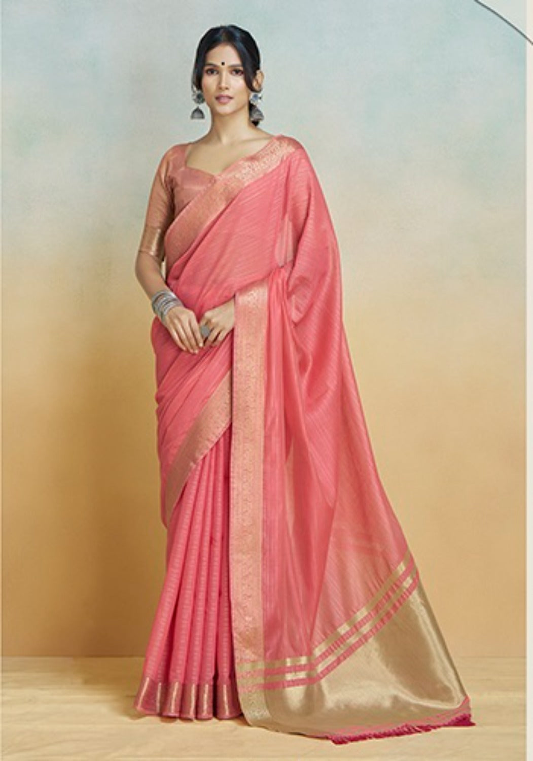Anaita Red Handloom Khadi Silk Zari Woven Work Saree With Blouse Piece