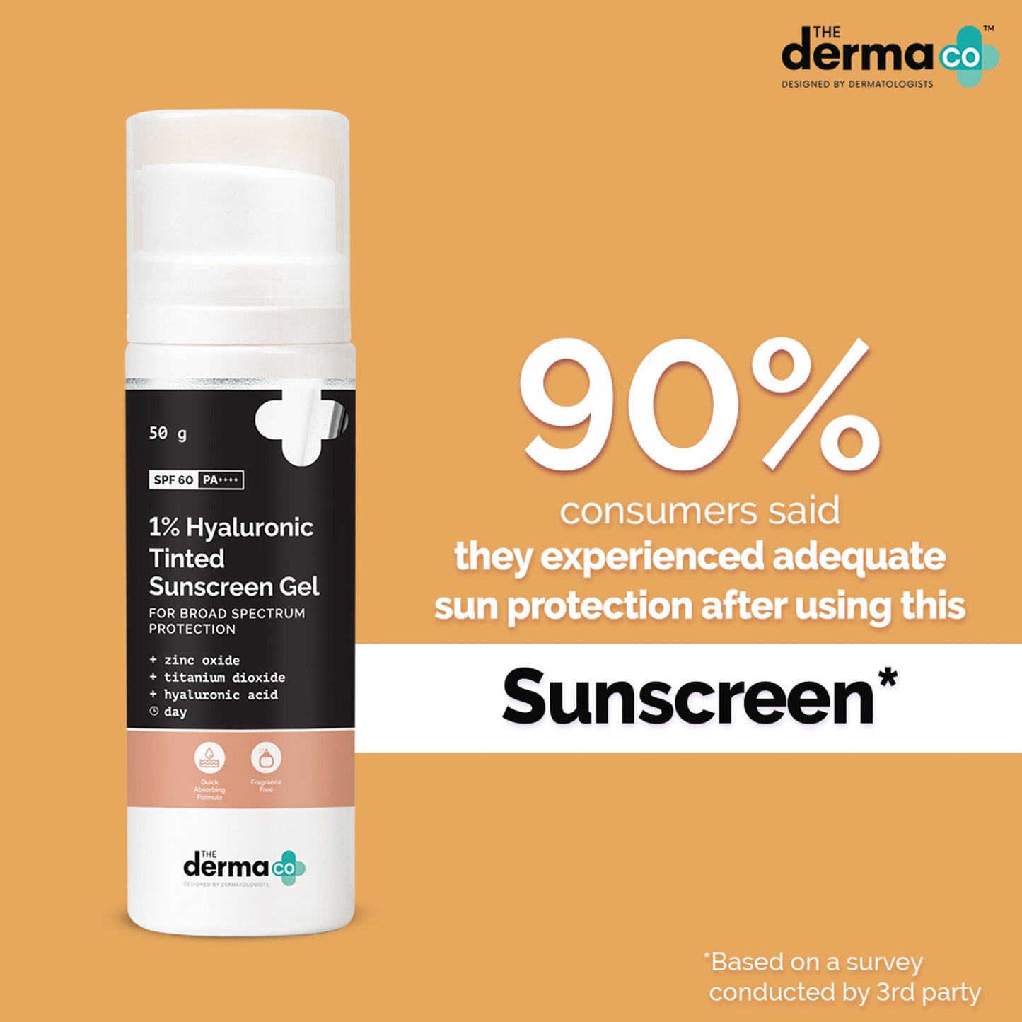 The Derma Co 1% Hyaluronic Tinted Sunscreen SPF 60 Gel PA++++