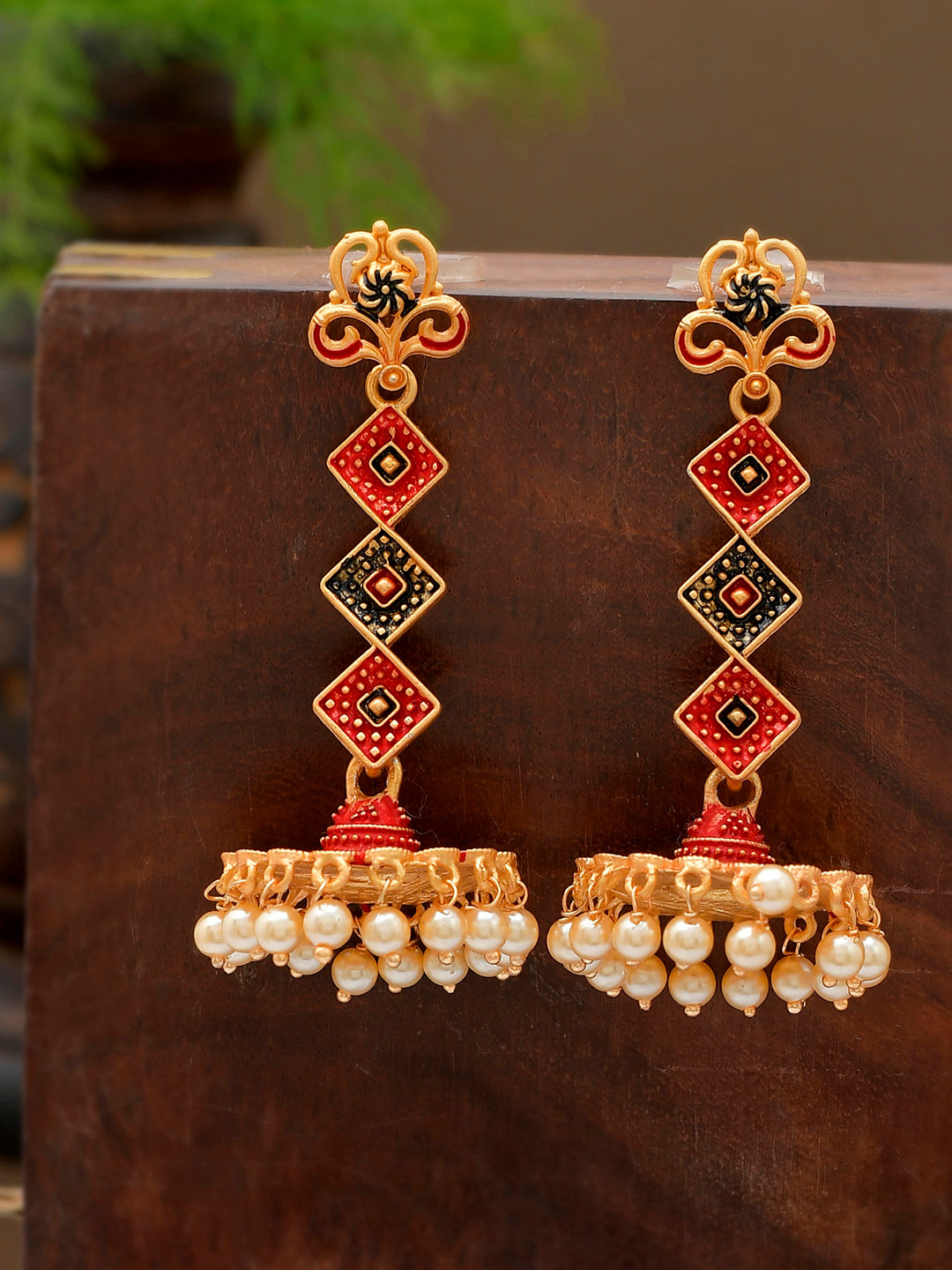 Shoshaa Gold-Toned Contemporary Jhumka Earrings