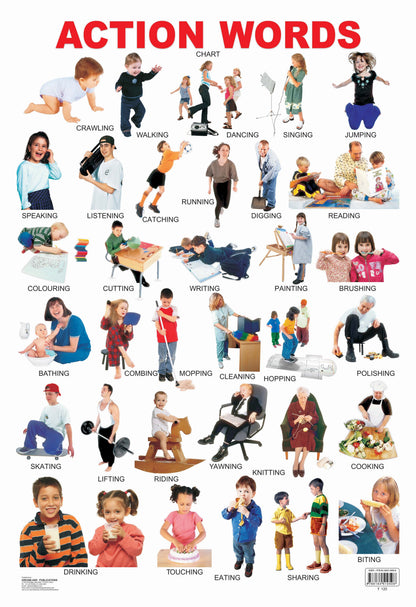 Dreamland Publications Educational Chart for Kids - Action Words