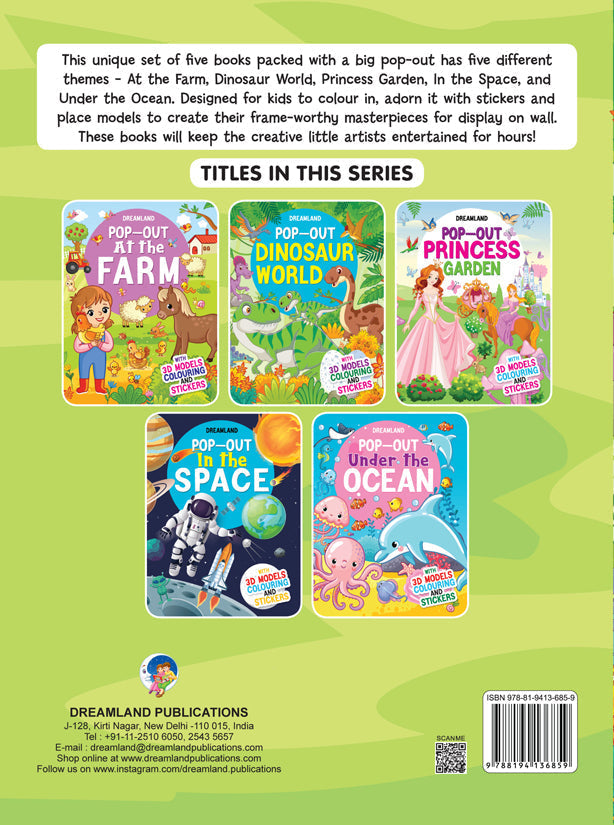 Dreamland Pop-Out Dinosaurs World- With 3D Models Colouring Stickers