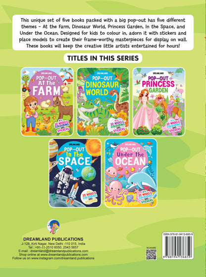 Dreamland Pop-Out Dinosaurs World- With 3D Models Colouring Stickers