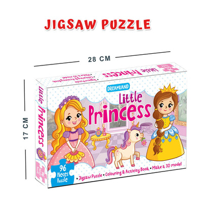 Dreamland Publications Little Princess Jigsaw Puzzle for Kids – 96 Pcs | With Colouring & Activity Book and 3D Model