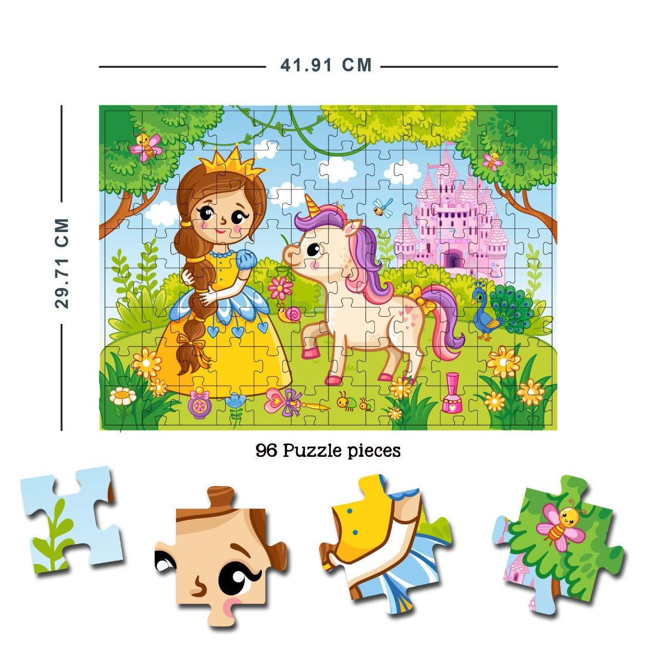 Dreamland Publications Little Princess Jigsaw Puzzle for Kids – 96 Pcs | With Colouring & Activity Book and 3D Model