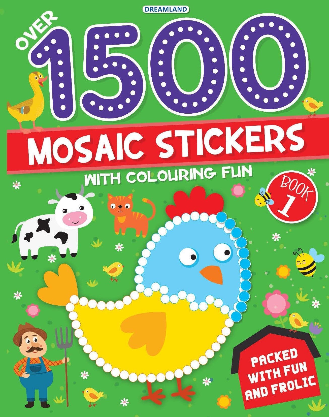 Dreamland Publications 1500 Mosaic Stickers Book 1 with Colouring Fun - Sticker Book for Kids Age 4 - 8 years