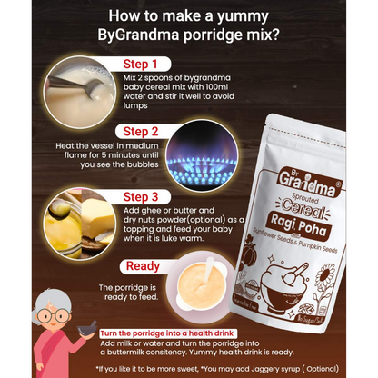By Grandma Sprouted Cereal - Sprouted Ragi, Poha Rice, Sunflower seeds, Pumpkin Seeds