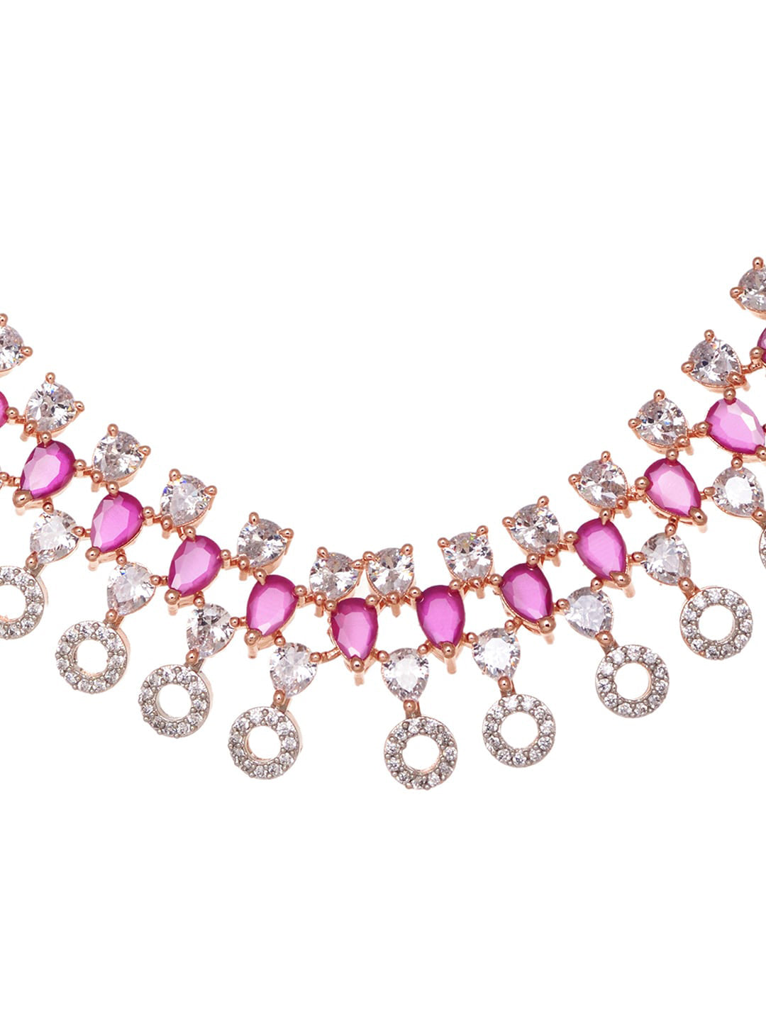 Saraf RS Jewellery Rose Gold-Polished Red AD-Studded Jewellery Set